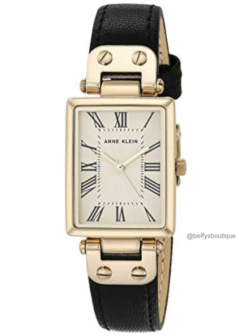 Anne Klein Women's Leather Strap Watch Rectangular Dress Watch Quartz Buckle